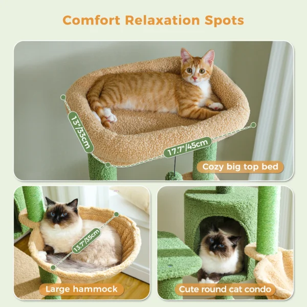 Cat Trees: Tall Multi-Level Tower with Hammock - Image 4