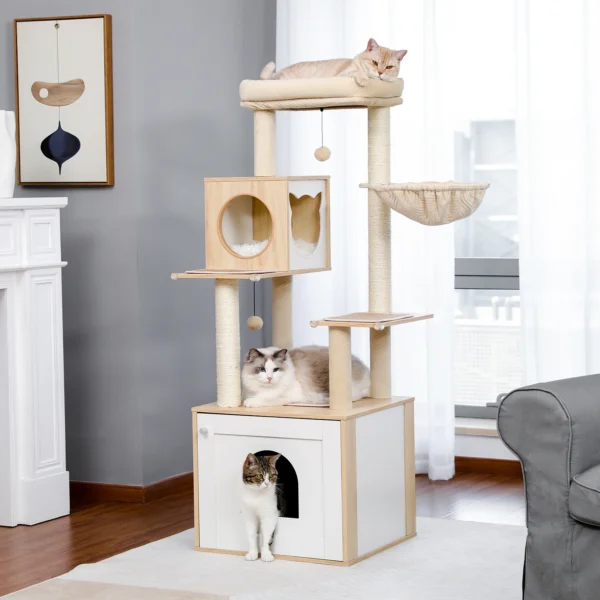 Cat Trees with Litter Box and Scratching Post