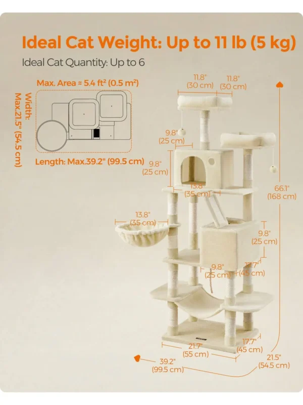 Cat Trees with 13 Scratching Posts, 2 Perches & Hammock - Image 5