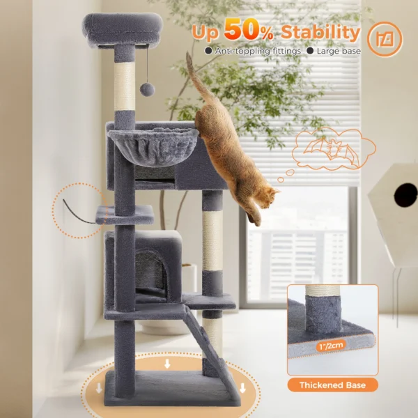 Cat Trees: 53" Sturdy Tower with Condo and Rest - Image 4