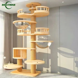Cat Trees Solid Wood Adjustable Climbing Tower