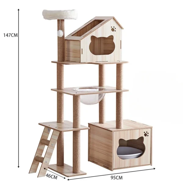 Large Solid Wood Cat Trees with Scratching Boards - Image 2