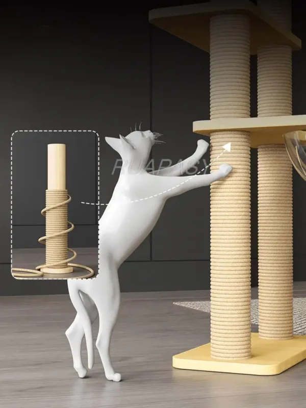 Cat Trees, Multi-Level Wood Scratcher Tower - Image 3