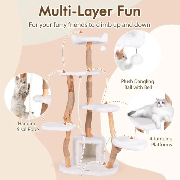 Wooden Cat Trees with Scratching Posts and Condo - Image 6