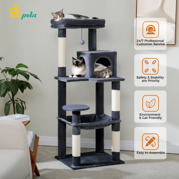 Cat Trees with Hammock, Scratching Posts and Condo