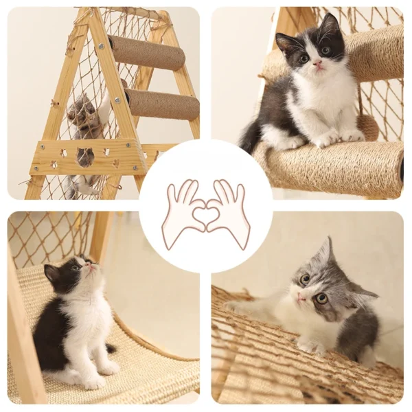 Cat Trees: Wooden Tower with Hammock - Image 6