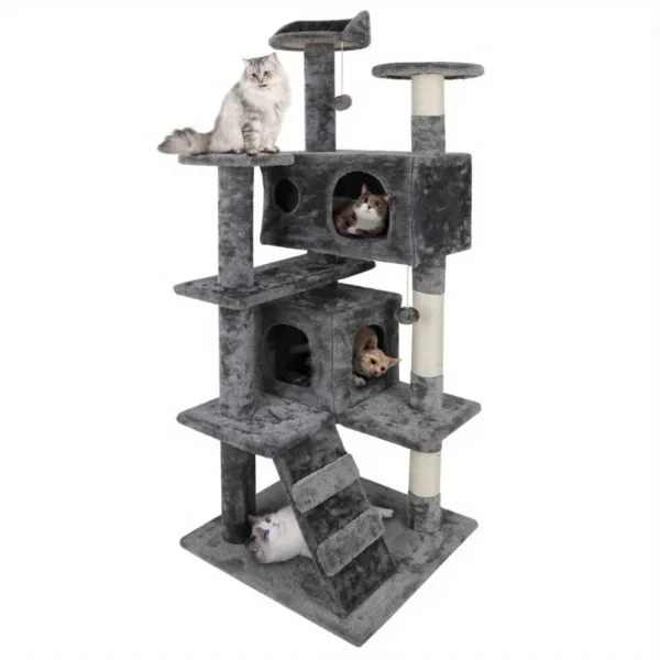 Cat Trees: 53" Sturdy Tower with Condo and Playhouse - Image 6