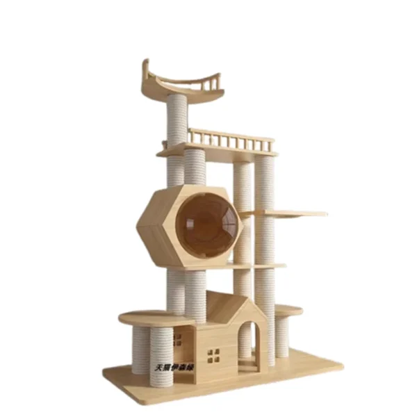 Cat Trees with Scratching Post and Wooden House - Image 6