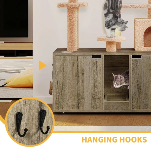 Cat Trees with Litter Box & Enclosure for 2 Cats - Image 4