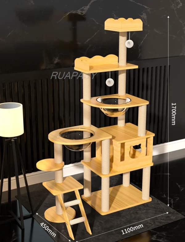 Multi-Level Wooden Cat Trees Scratching Post - Image 2