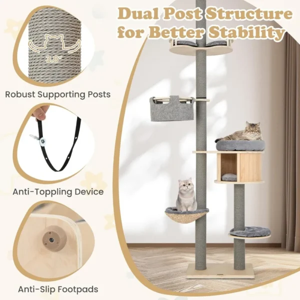 Adjustable Floor-to-Ceiling Cat Trees with Scratching Post - Image 5