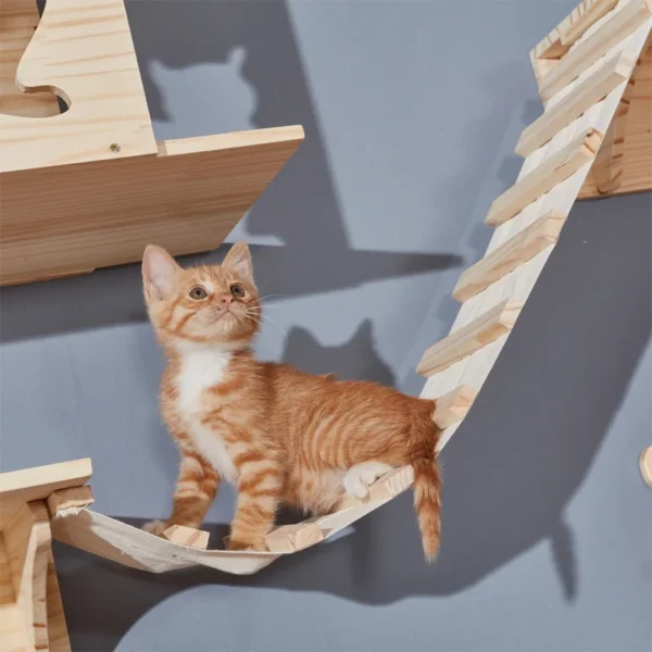 Cat Trees Wall-Mounted Shelves, Rope Ladder, Scratching Post - Image 6