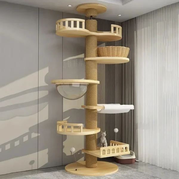 Cat Trees: 260-270cm Large Wooden Climbing Tower - Image 4