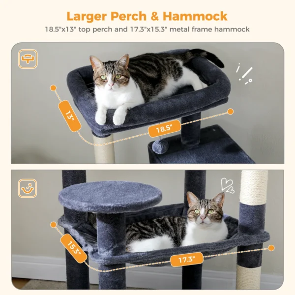 Cat Trees with Hammock, Scratching Posts and Condo - Image 5