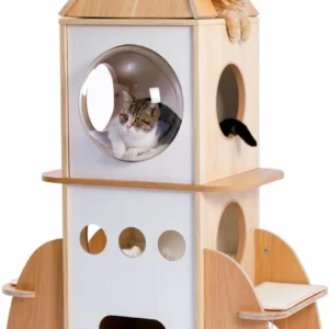 Cat Trees Rocket Shape with 3 Condos and Perch