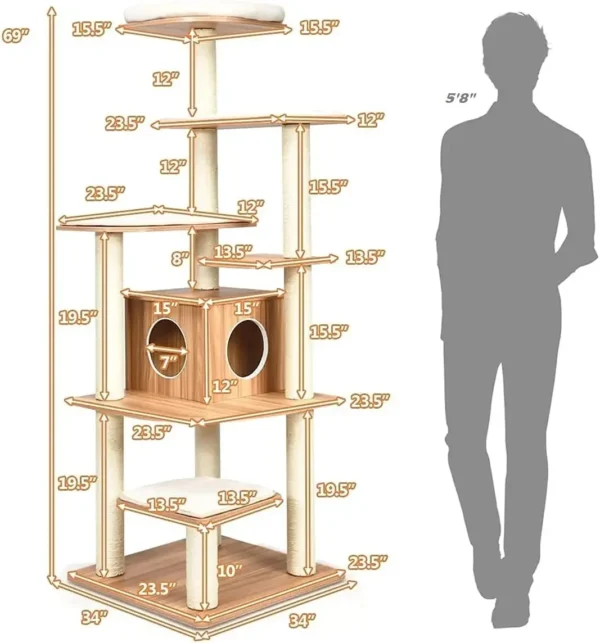 Cat Trees 69-Inch with Scratching Posts & Condo - Image 3