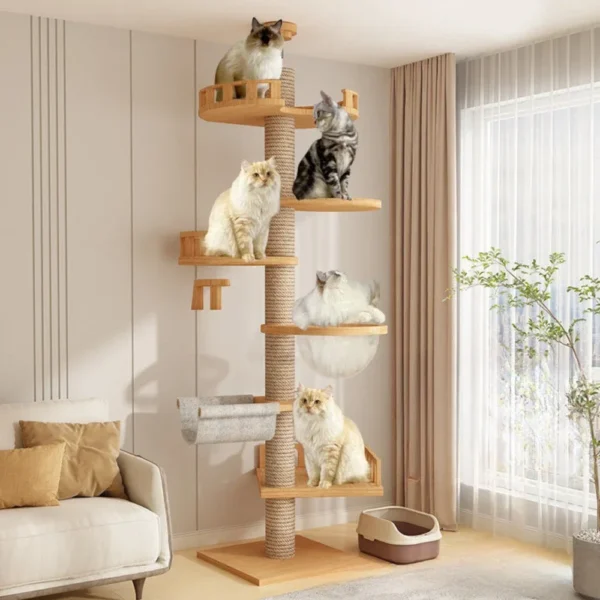 Cat Trees Wooden Adjustable Climbing Frame - Image 5