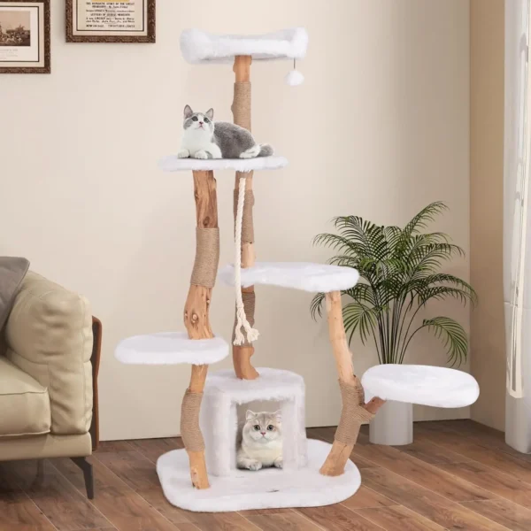 Wooden Cat Trees with Scratching Posts and Condo - Image 3