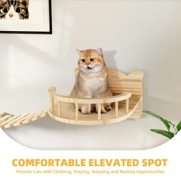 Cat Wall Shelves Set of 9 Wall-Mounted Wooden Cat Climber Cat Bridge Cat Condo - Image 2