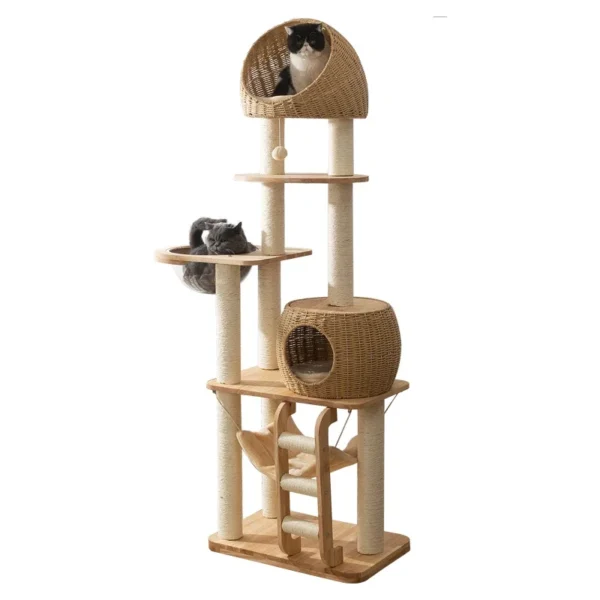 Cat Trees Nordic Wooden with Sisal Scratching Post - Image 6