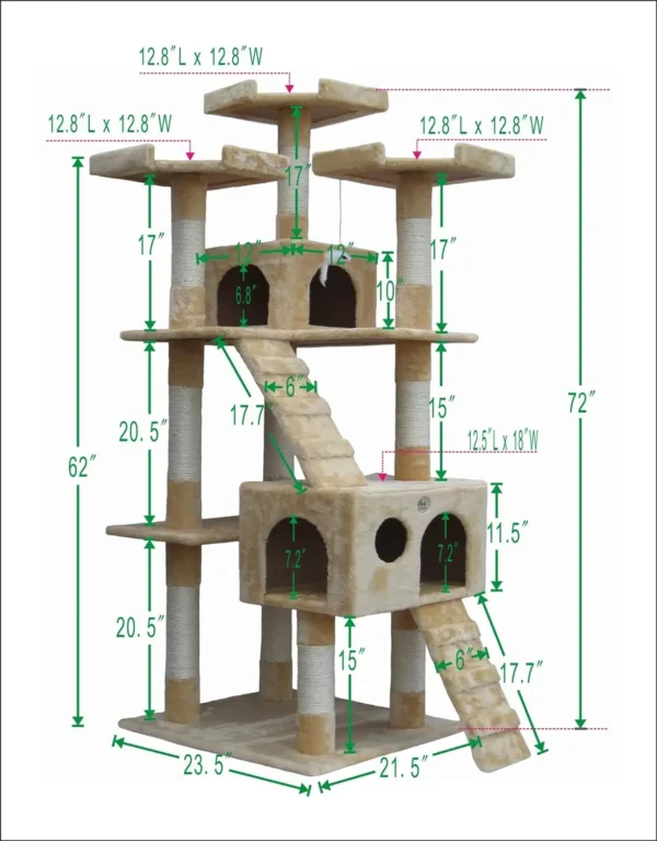 Cat Trees 72" Tall, Extra Large, Scratching, Climbing - Image 2
