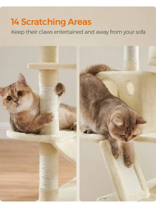 Cat Trees with 13 Scratching Posts, 2 Perches & Hammock - Image 4