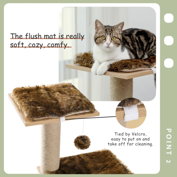 Cat Trees H120CM Wooden Multi-Level Scratcher - Image 3